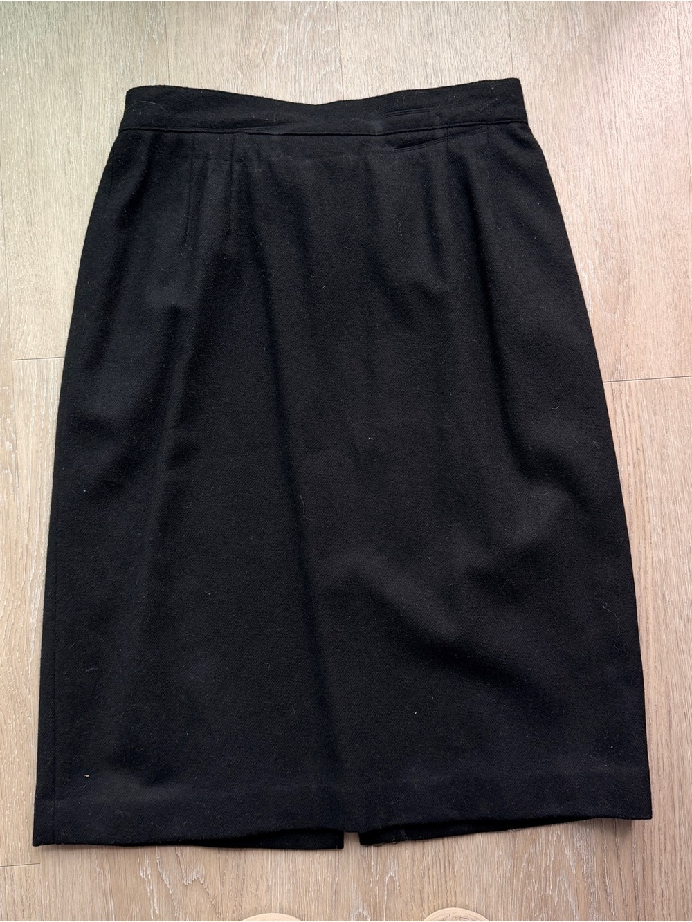 Vintage Block Island Petite black wool skirt
